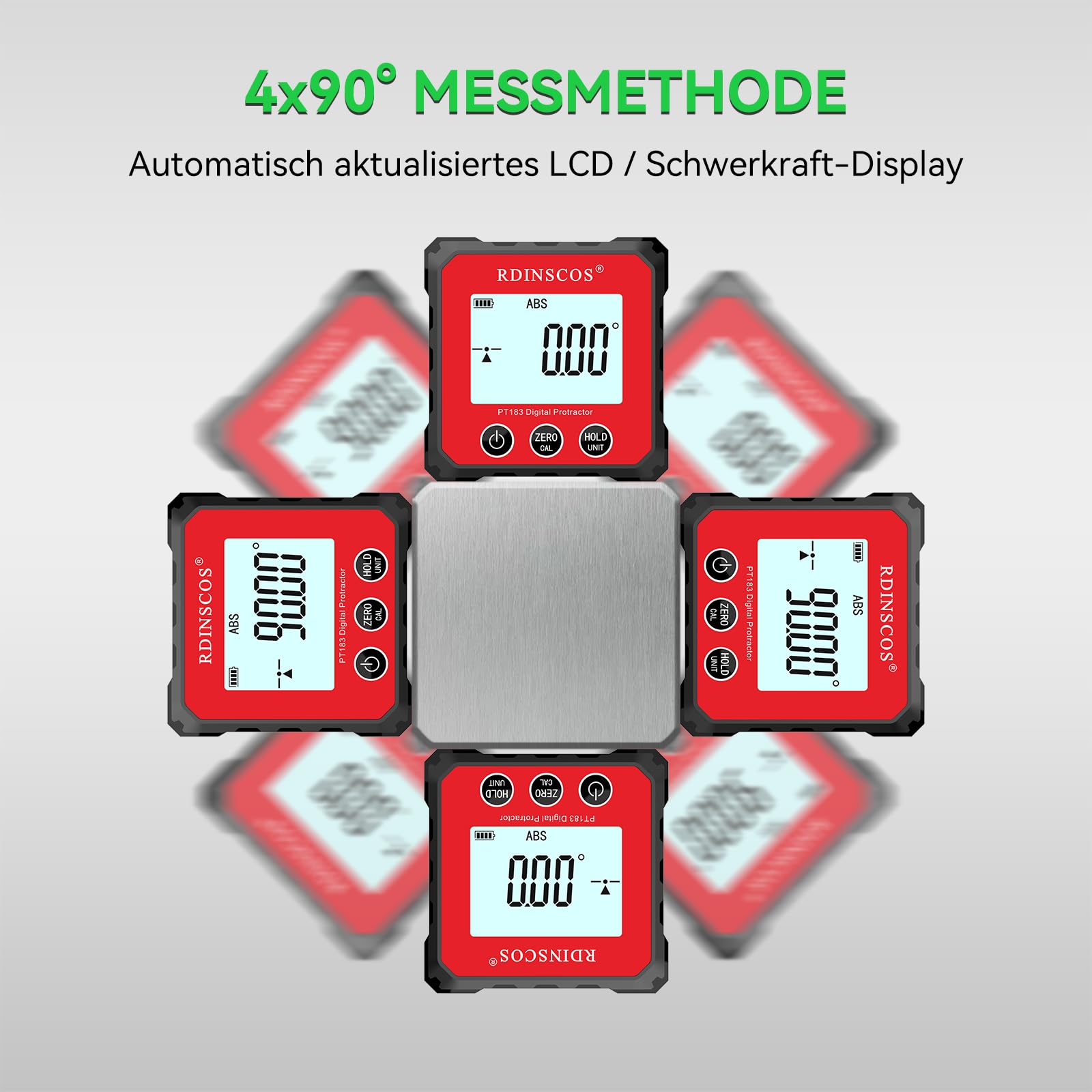 Digitaler LCD Winkelmesser Neigungsmesser Wasserwaage Inklinometer Magnetfuss Winkelmesswerkzeug Mini Bevel Box mit Display Flip Funktion für Zimmermann, Zuhause (RED)