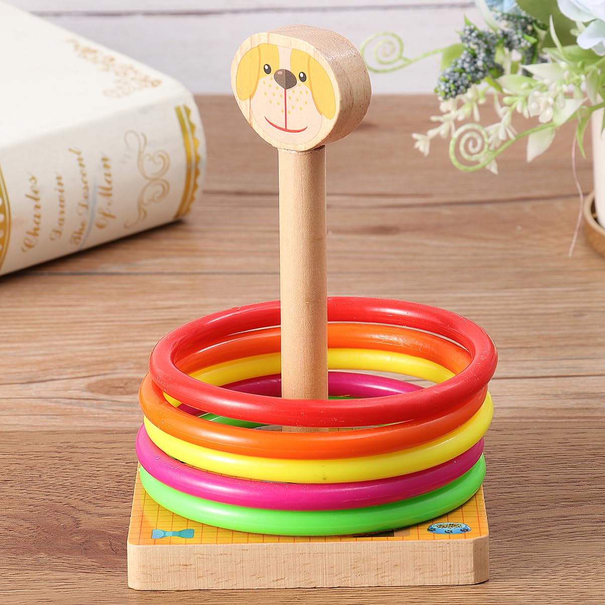 KICHOUSE Ring Game Funny Animal Wooden Throwing Rings for Boys Safe Material Improves Color for Family Fun and Outdoor Play