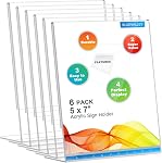 BlueValley Porte-signaux acryliques clairs - 8.5x11" Support d'affichage en papier inclinable pour bureau, support acrylique pour affichage Show Fairs Flyer Brochure, affiche de document d'exposition, cadre photo, table de restauration Menu-paquet de 6