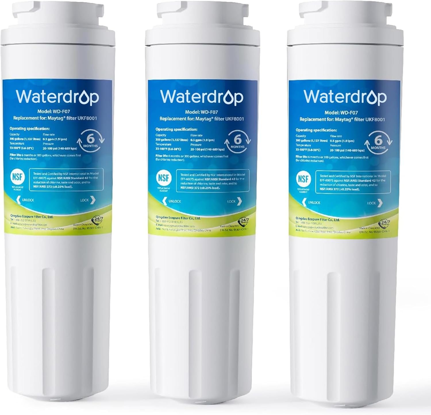 Waterdrop EDR4RXD1 Replacement Water Filters for Whirlpool & Maytag Waterdrop EDR4RXD1 Replacement Water Filters for Whirlpool & Maytag