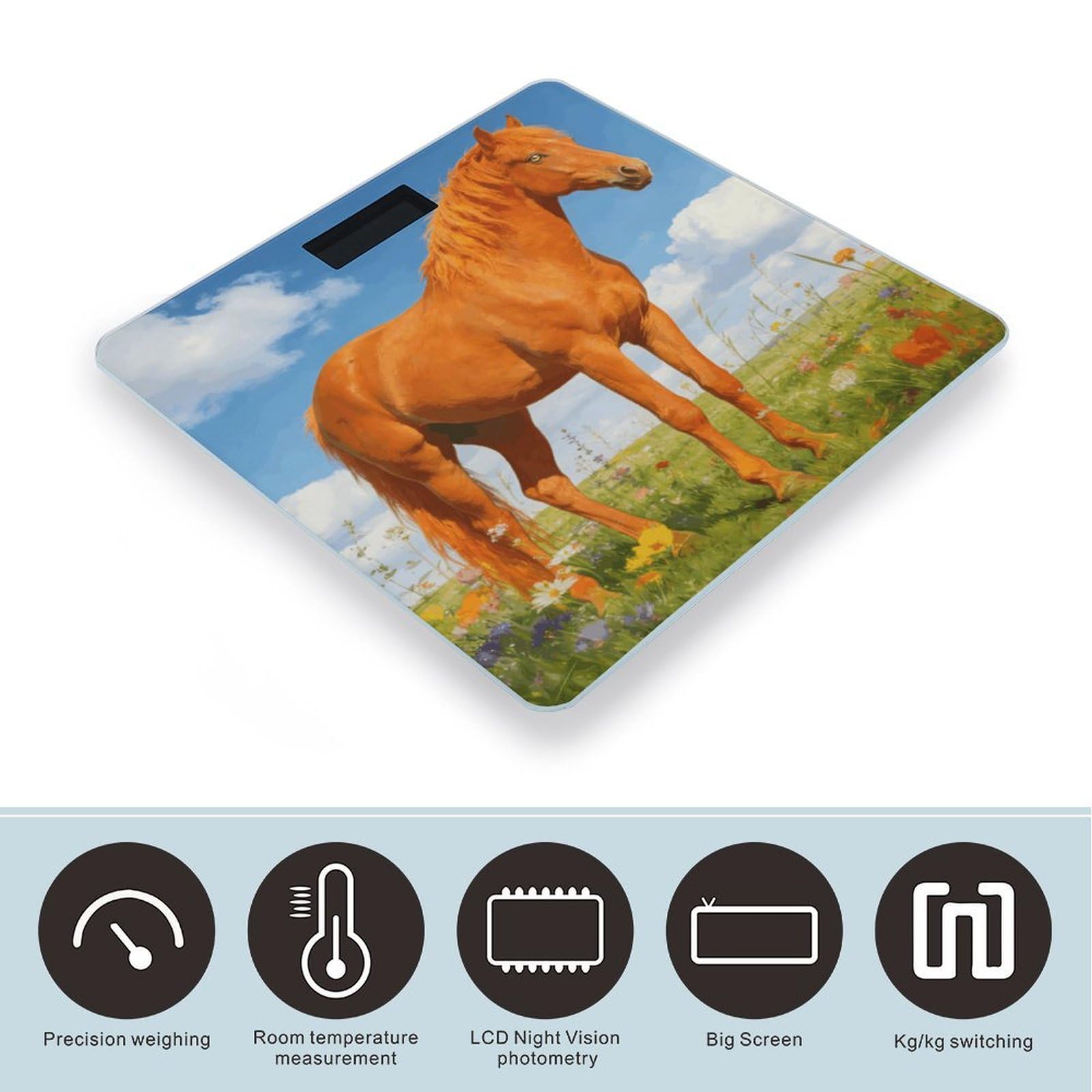 Orange Horse - Báscula digital de alta precisión con pantalla LCD grande, báscula de peso duradera para uso doméstico, mide hasta 400 libras/180 kg