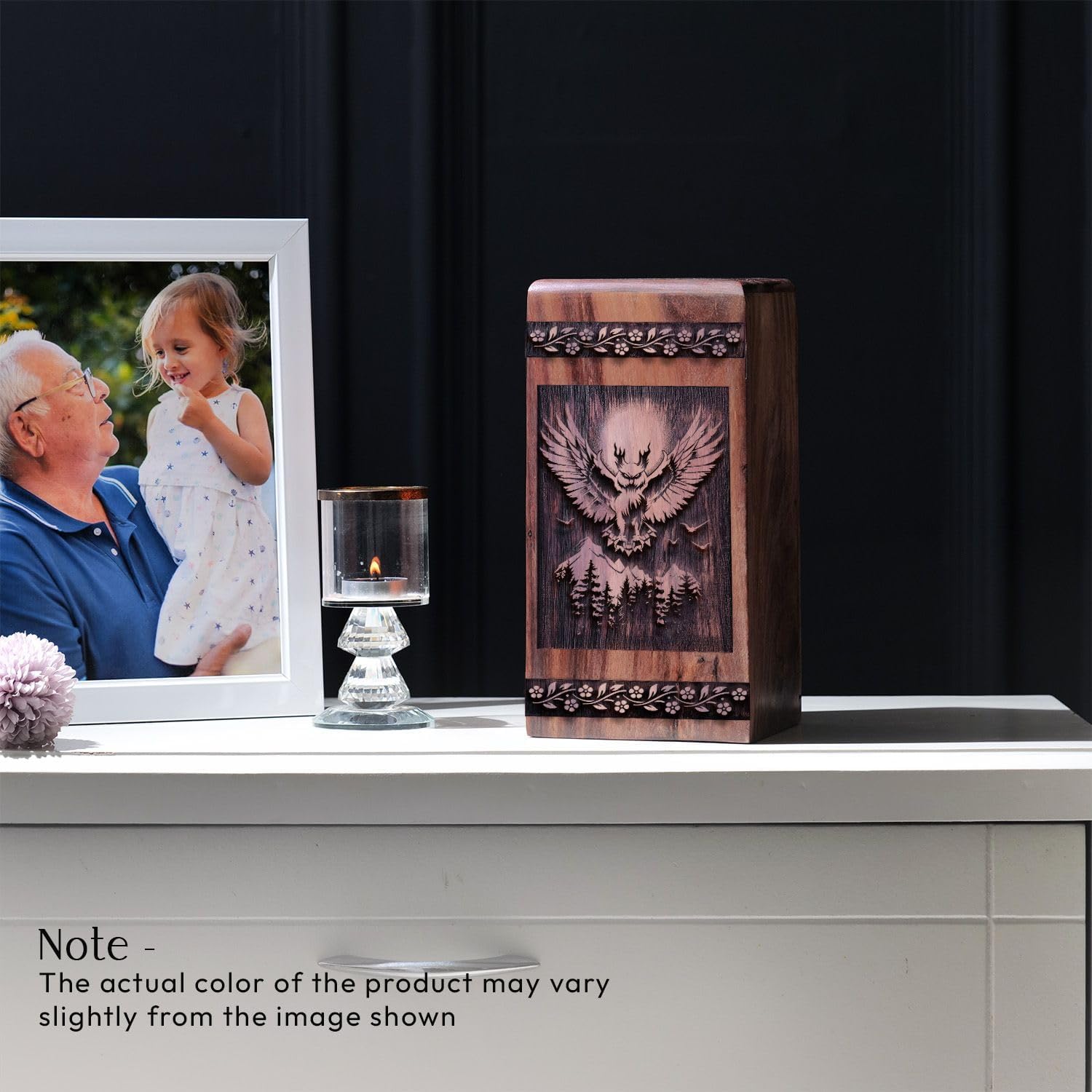 Owl Cremation Urn - 10 Inch Urn - Wooden Urn for Human Ashes Adult - Large Urn for Human Ashes Adult Male & Female, Urns for Ashes, Funeral Urn for Ashes, Cremation Urn for Ashes - Pack of 1
