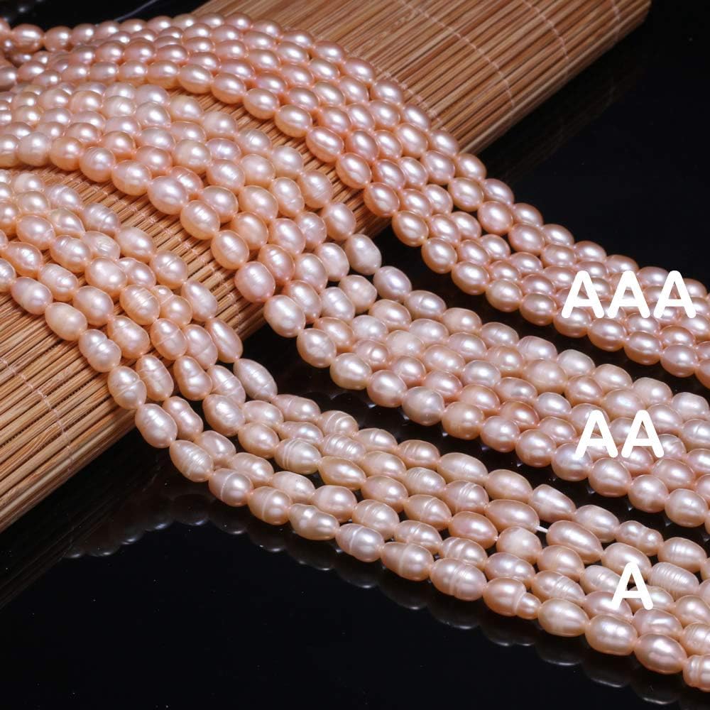 Natural Pearl Beads Natural Oval Freshwater Cultured Pink Pearl Loose Beads Quality Level A for Jewelry Making Charms Necklace as Gift 5-6mm 14.2 inches (2 Strands) - Image 2