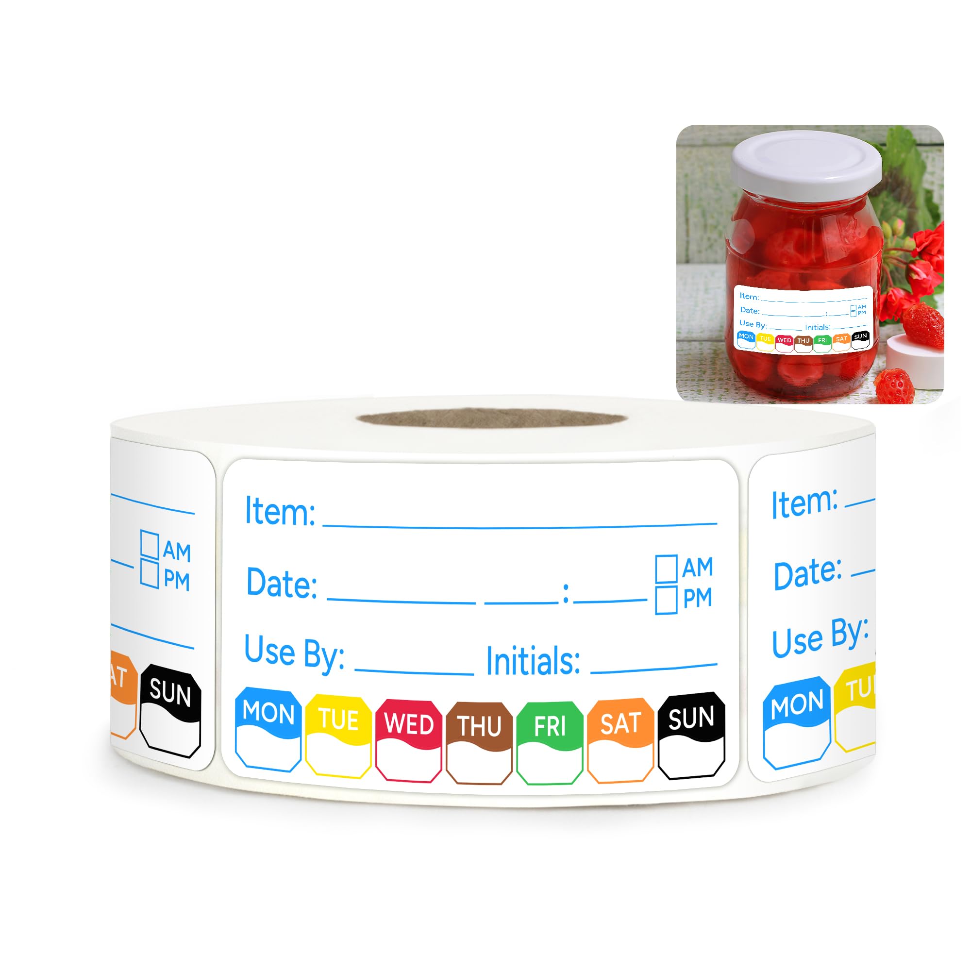 500 Pcs 1 inch X 2 inch Restaurant Quality Shelf Life Food Rotation Labels, Self-Adhesive Removable for Reusable Containers, Food Safety Date Sticker,