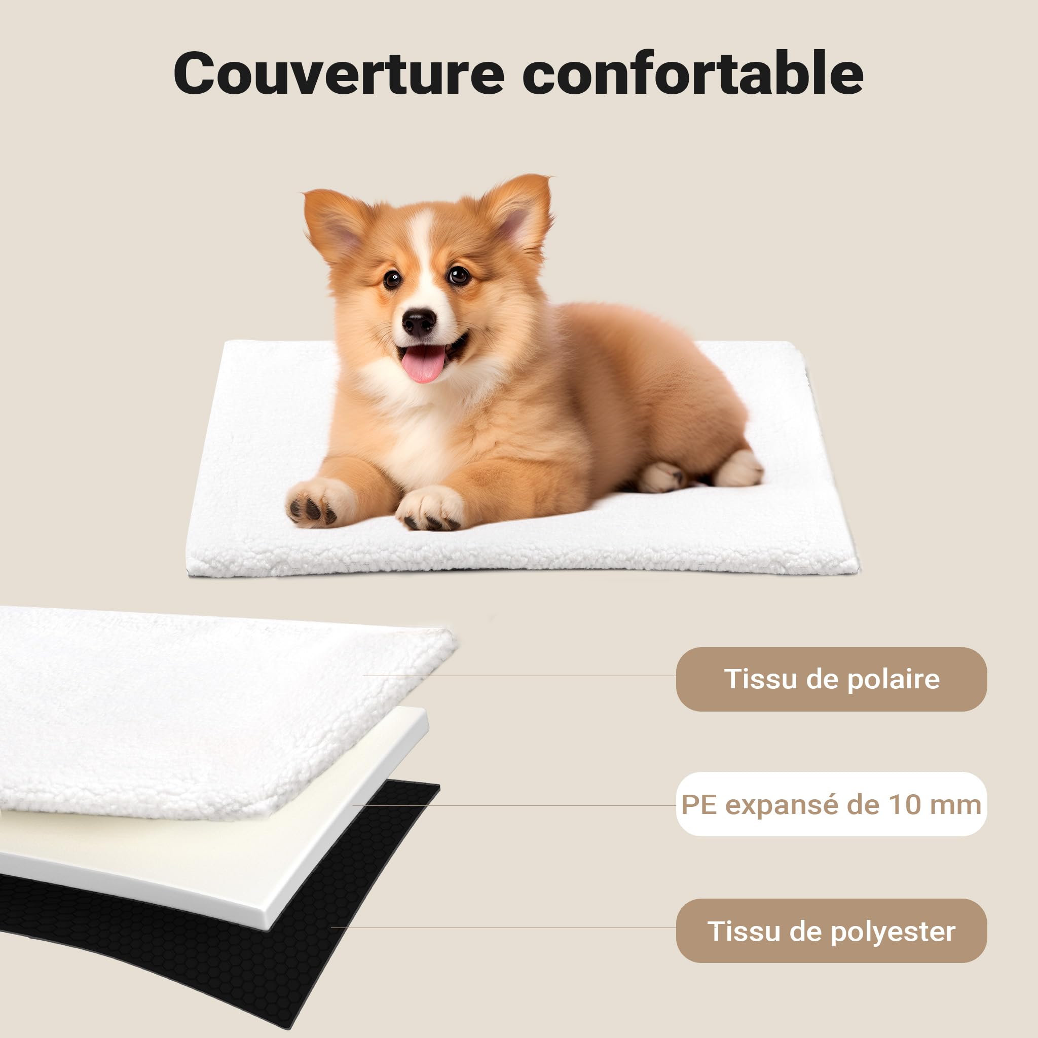 Wiltec Caisse de Transport Noire Pliable pour Chiens Chats Animaux domestiques - Taille M / 58 x 46 x 53 cm/Charge Max. 10 kg - avec Coussin - boîte Voyages Canine féline