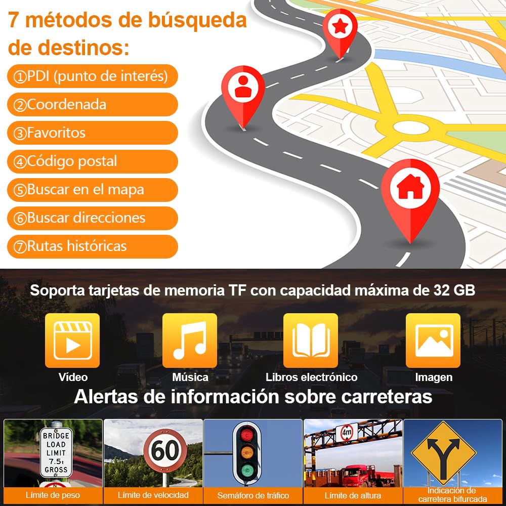 AWESAFE 9'' Pantalla Navegador GPS Off Road con Bluetooth para Coches/Camiones/Autocaravana/Caravana/Autobús/Furgoneta/Truck, con Mapas Europeos de 48 Países, Actualizaciones Gratuitas de por Vida