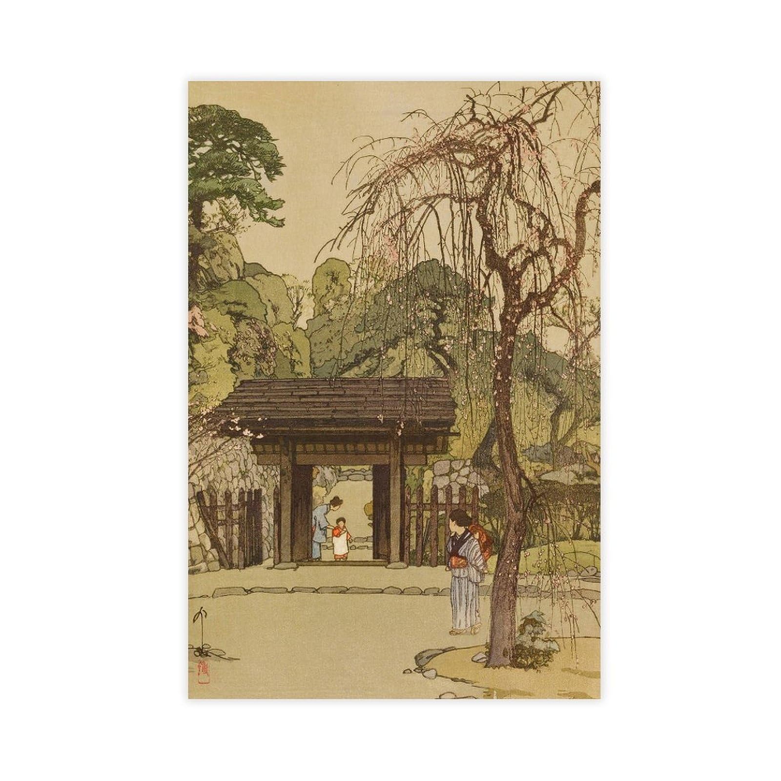 Dfjyjfgjj Yoshida Hiroshi,Plum Gateway,Japanese Painting, Wall Decoration Poster Family Bar Restaurant Garage Cafe Art Sign Gift 16" L X 24" W