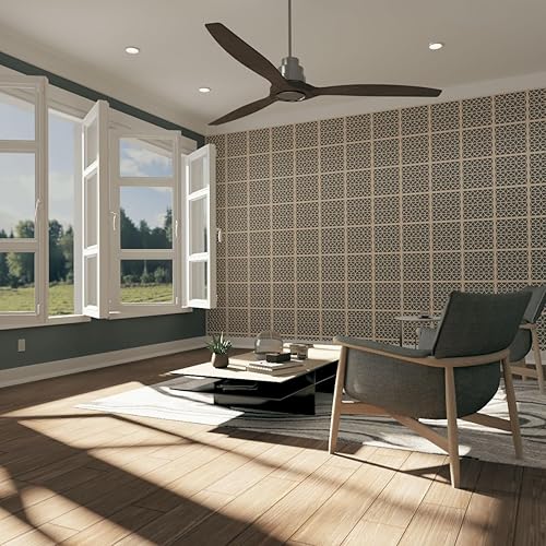 Miniatura 2 de 11 38 pulgadas de ancho x 11 38 pulgadas de alto x 38 pulgadas de alto, pequeños paneles de pared de madera de calado decorativo Akron, roble rojo