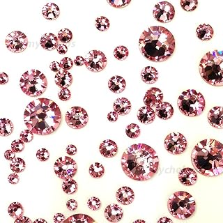 Light Rose (223) Pink 144 pcs Swarovski 2058/2088 Crystal Flatbacks Pink Rhinestones Nail Art Mixed with Sizes ss5, ss7, ss9, ss12, ss16, ss20, ss30