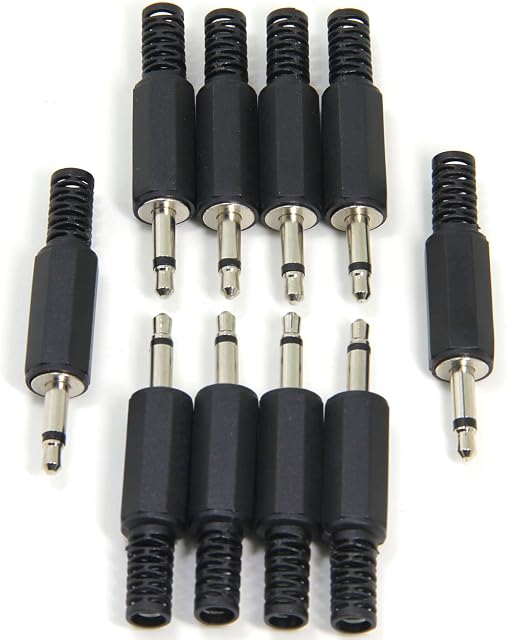 Ancable 10-Pack TS Mono Male Plug 1/8" 3.5mm Solder Type DIY Audio Cable Connector