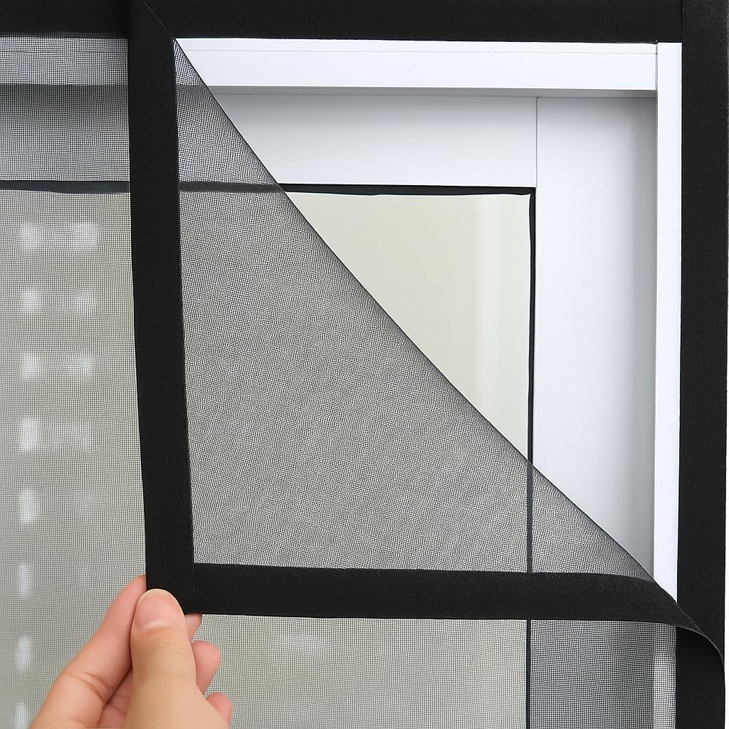 blemy 3x4 black window screen mesh, self-adhesive mosquito net, black
