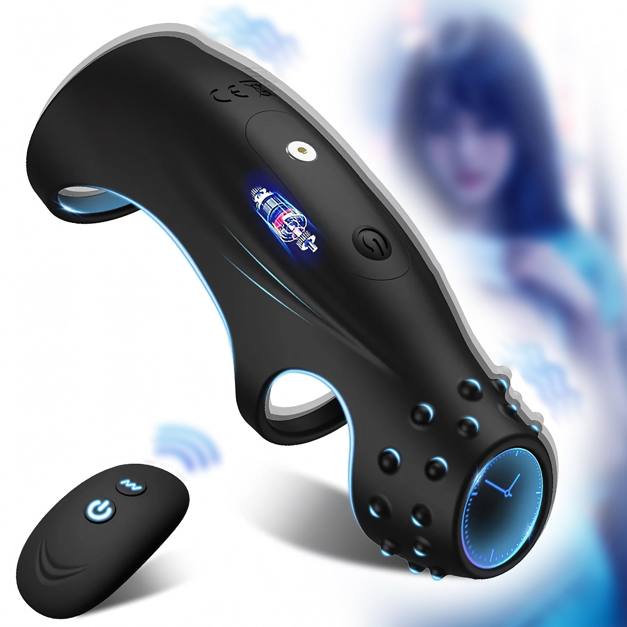 Vibrating Silicone Penis Rings Remote Controlled Cock Ring G Spot Stimulation Onahole Erection Enhancing, Long Lasting Stronger Strechable Adult Sex Toys for Men, Couple | OH-AV-072