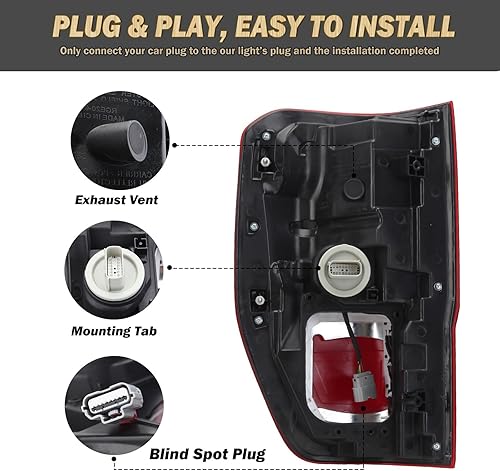 Miniatura 10 de Luces traseras LED compatibles con Ford Ranger 2019-2023 con puntos ciegos, lámpara de freno trasera izquierda del lado del conductor KB3Z-13405-G