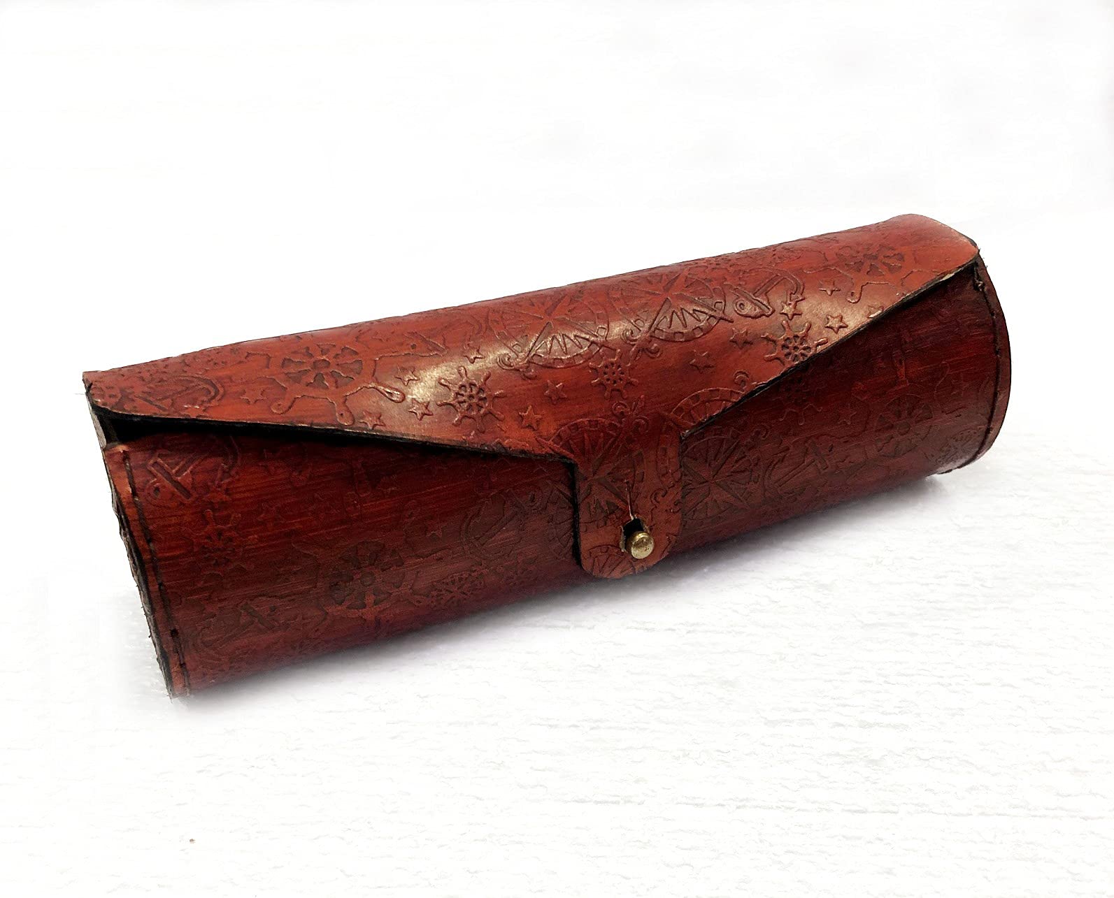 Kaléidoscope vintage à double roue en laiton - Marron antique