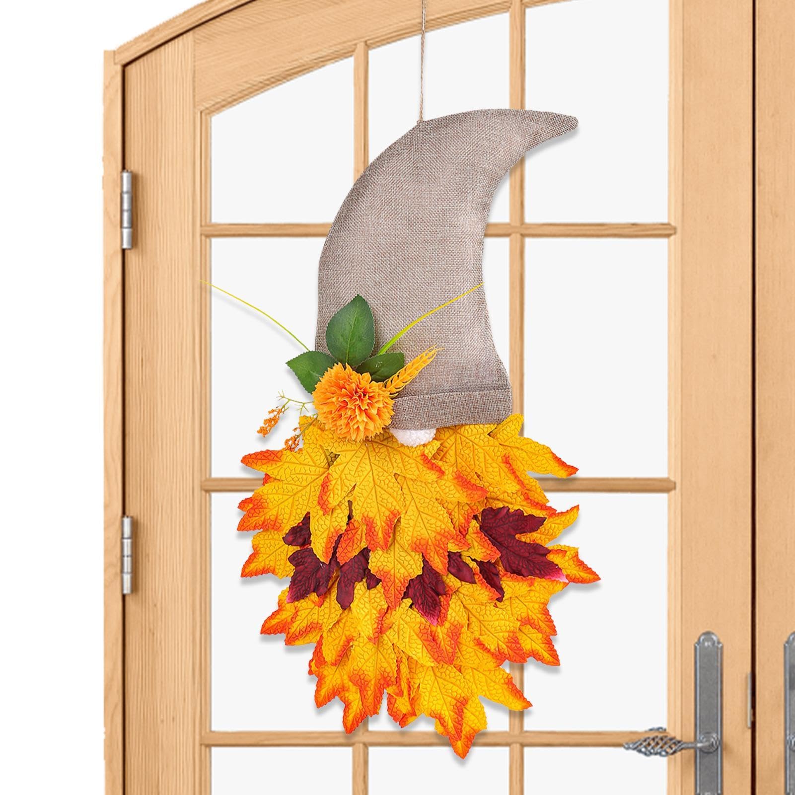 Autumn Gnomes Crown Thanksgiving Gnomes Crown, Thanksgiving Autumn Gnomes Crown, Autumn Maple Garland Gnomes Garlands for Artificial Autumn Doors
