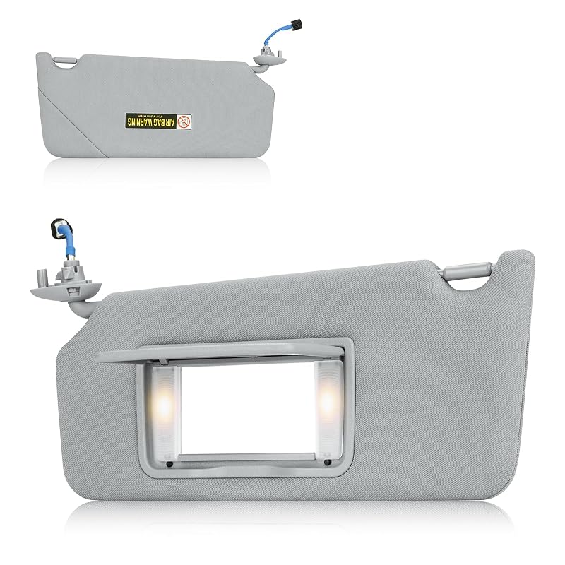 Para-sol esquerdo do motorista com espelho iluminado para Honda Accord 2008–2017 PetMigo cinza