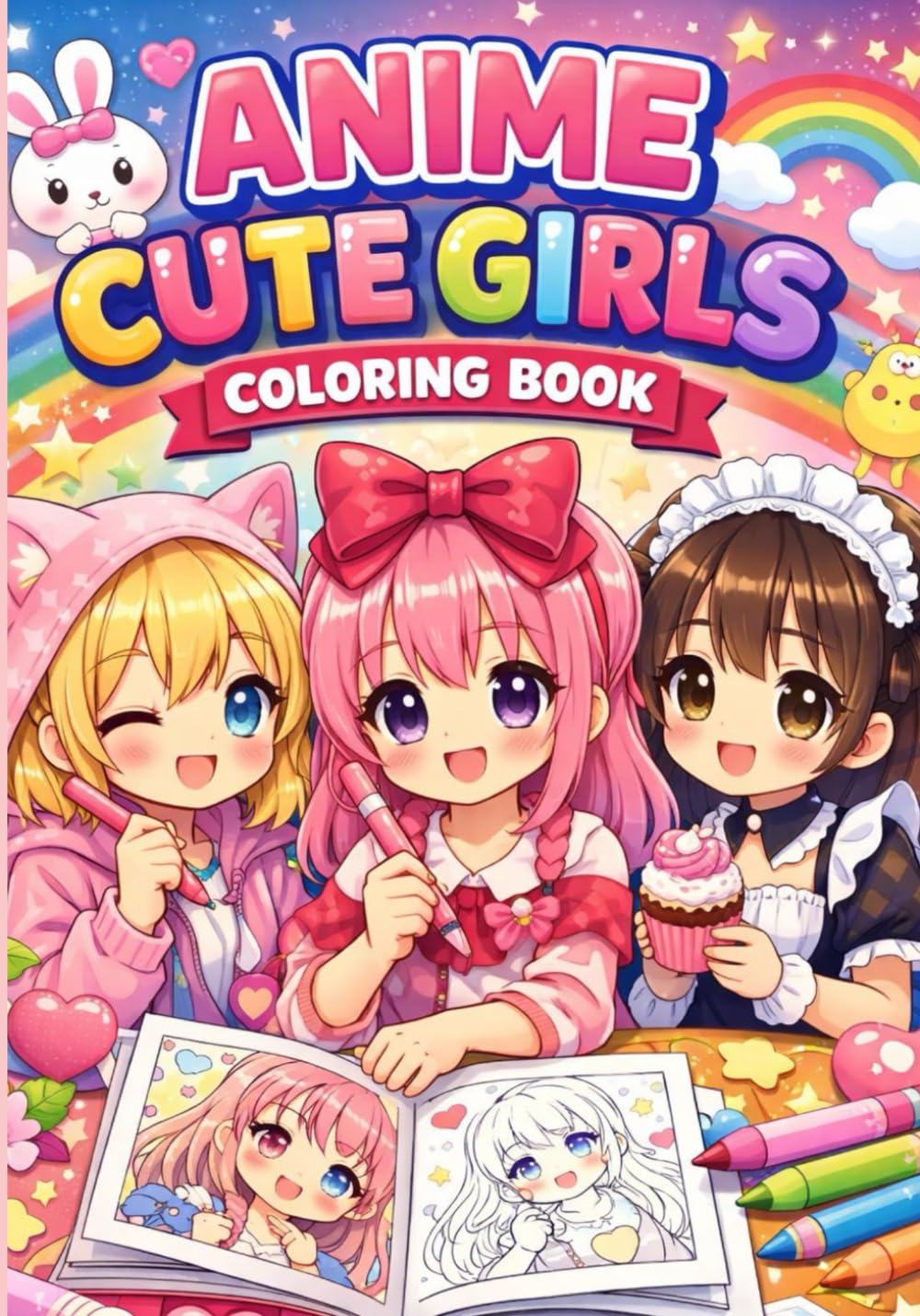 Anime Cute Girls Coloring Book