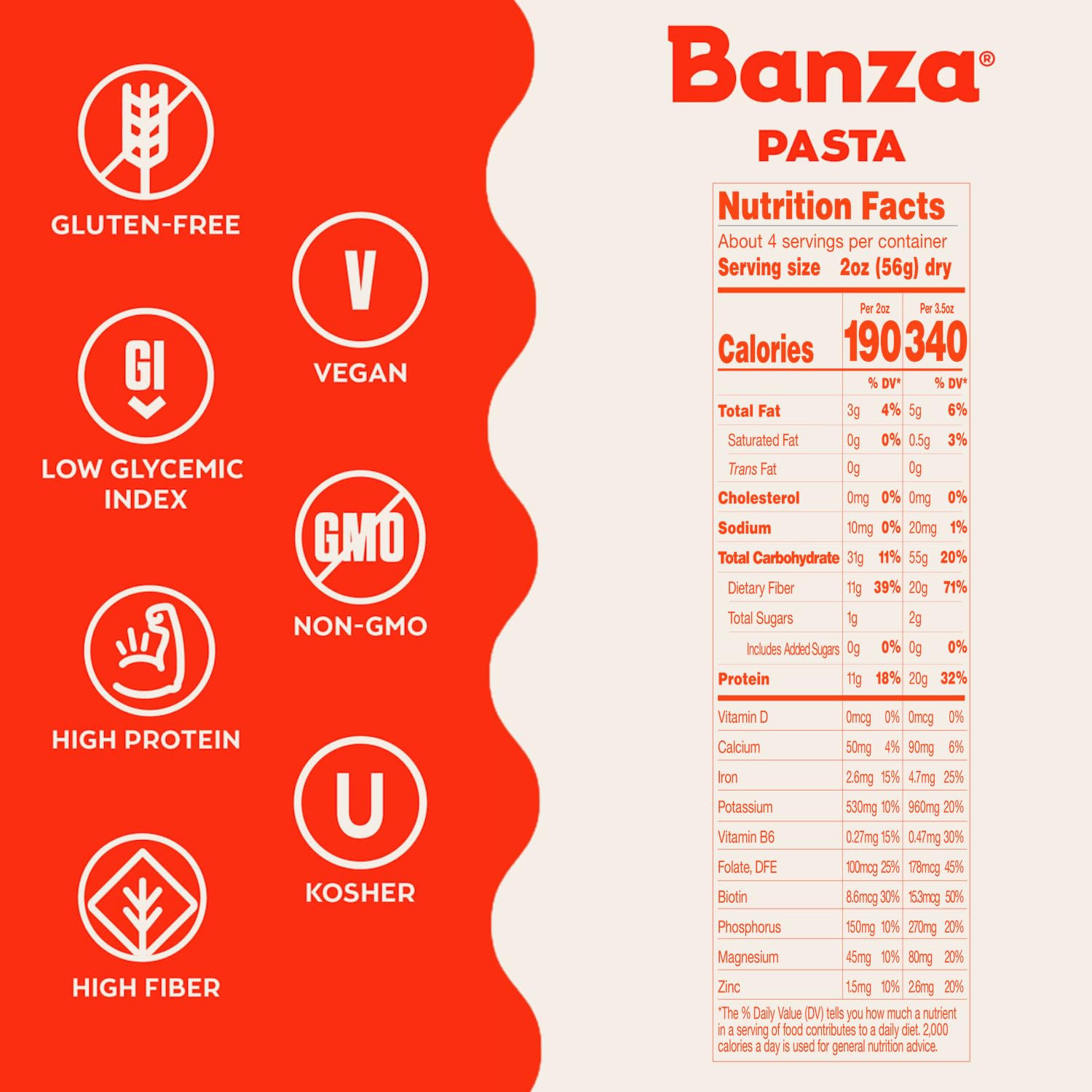 Banza Spaghetti Pasta from Chickpeas - Gluten Free, High Protein