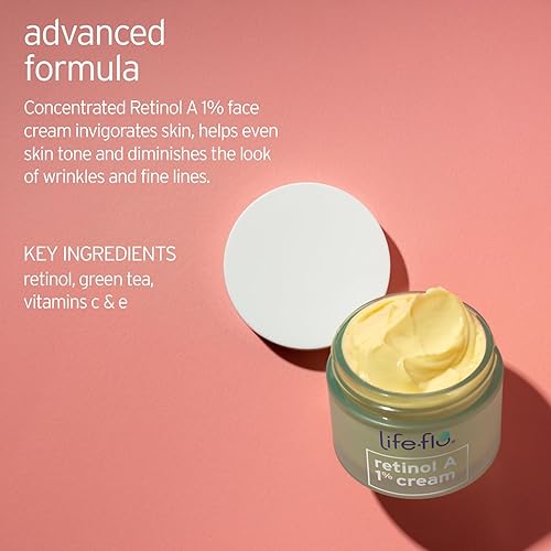 Miniatura 2 de LIFE-FLO Crema facial con retinol – Crema hidratante facial y cuello con 1% de retinol vitamina A, té verde y vitamina E – Refina la piel, minimiza