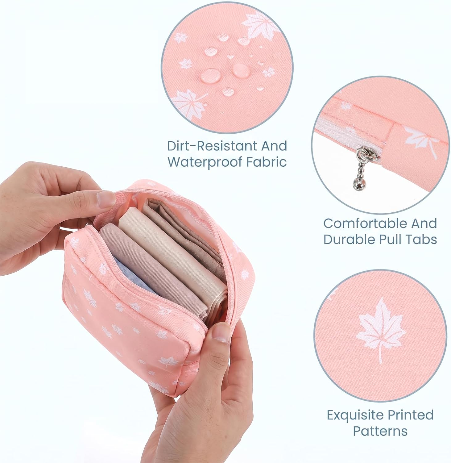 12PCS Sanitary Napkin Storage Bags, Reusable Cotton Pad Pouch for Purse