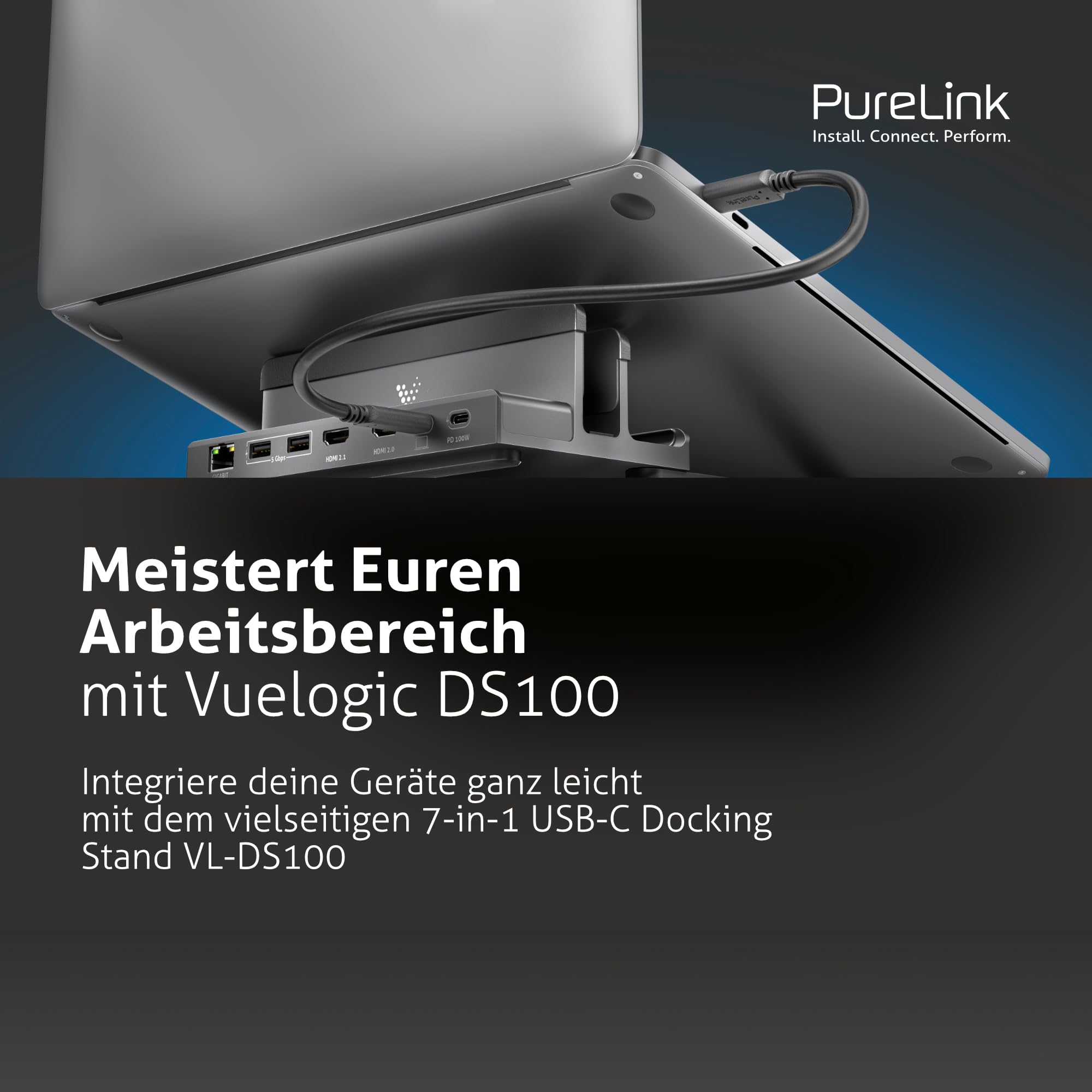Vuelogic stacja dokująca USB C, podwójny ekran, 7 w 1, wielofunkcyjna stacja dokująca, laptop, obsługa 2 x HDMI 4K / 8K, Ethernet, multiport, czarna