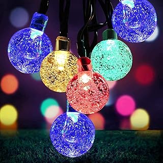 Solar String Lights Outdoor Waterproof,8 Mode 7M/24Ft 50 LED Crystal ball Outdoor Solar Powered String Lights for Patio,Solar Garden Lights for Yard Porch Wedding Party Decoration(Multi-color)