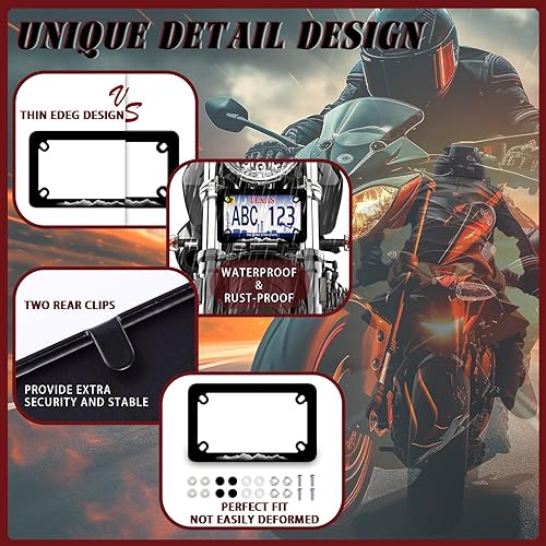 Miniatura 5 de Marco de matrícula de motocicleta de montaña, de acero inoxidable, impermeable, de metal, divertido soporte de etiqueta negra, accesorio de