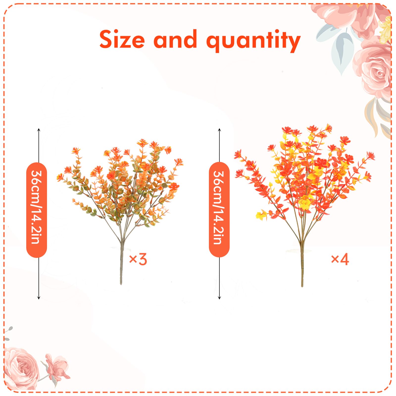 msymsyu 7 Pcs Artificial Flowers for Outdoor 36cm Fake Outdoor Flowers Two Styles Artificial flower Imitation Flowers for Outdoors Suitable for Interior Decoration Parties Living Room Office Wedding - Image 2