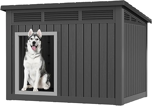 Fancyango Casa grande para perros para interiores y exteriores, resistente a la intemperie y techo extraíble, se adapta a perros pequeños a grandes