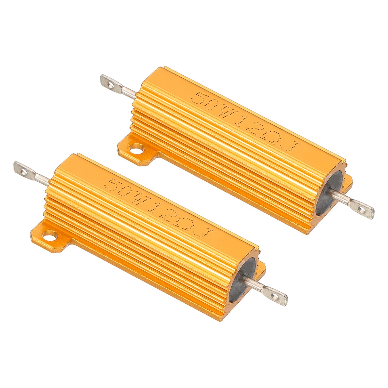 PATIKIL 50W 12 Ohm Aluminum Shell Resistor, 2 Pack Aluminum Housing Resistor Housed Case Wirewound Resistors Screw Tap Power Resistor 5% Tolerance,