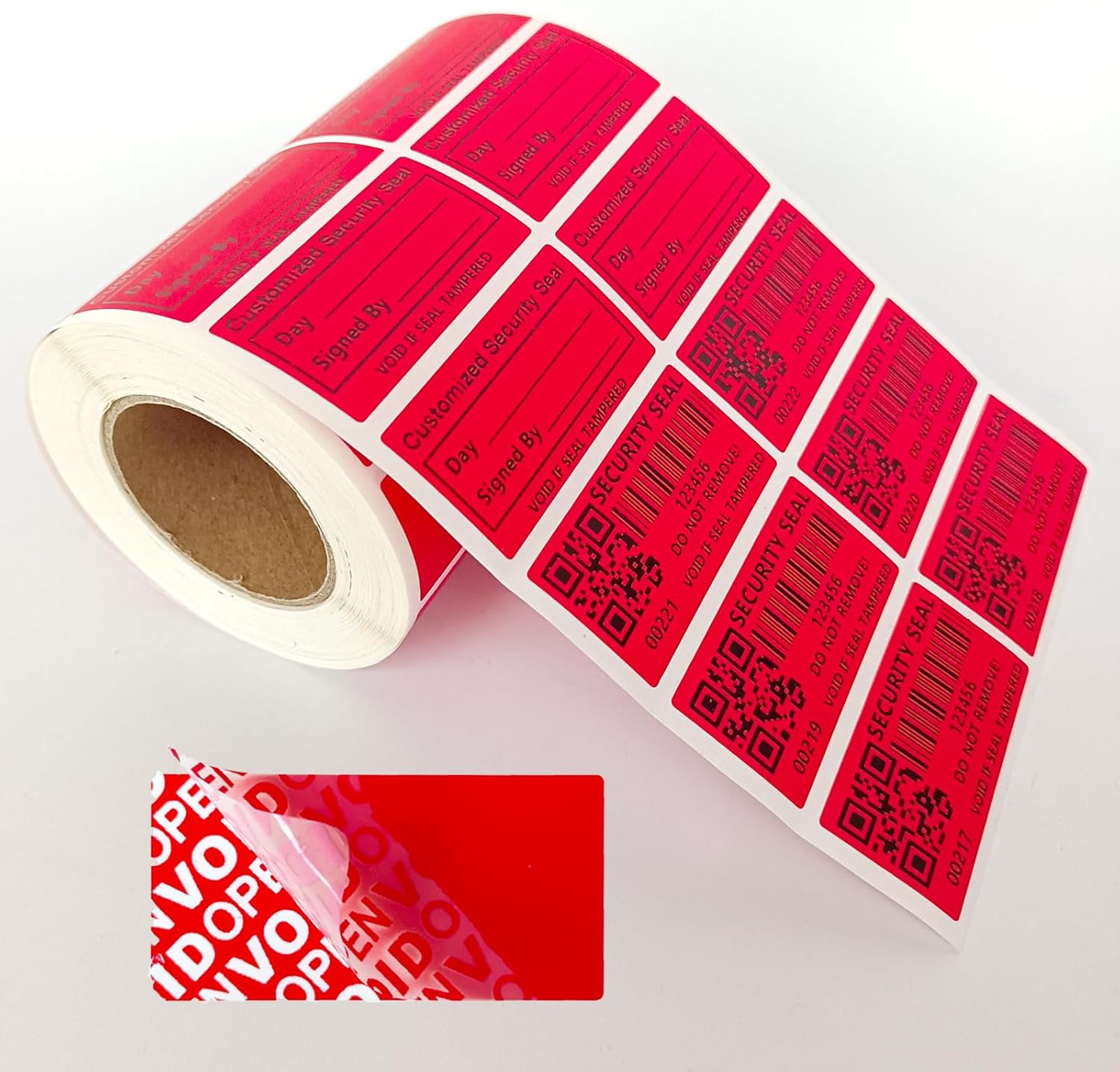 Custom Tamper Proof Stickers Customized High Security Tamper Evident Warranty Void Seal/Labels (Red,2x1inch,500pcs)