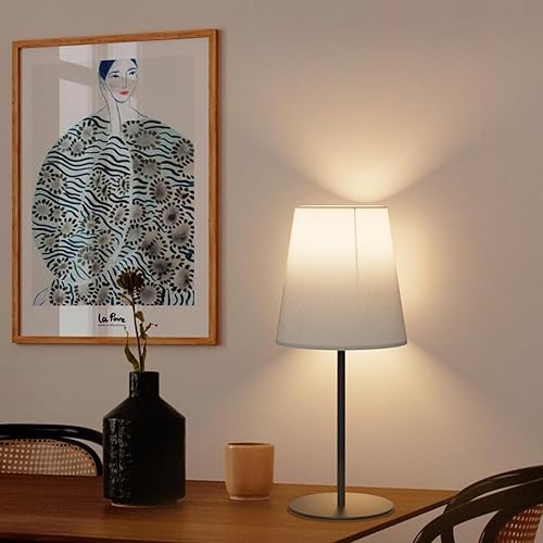 Miniatura 7 de HT403 - Lámparas de noche inalámbricas con bombilla recargable, lámpara de mesa inalámbrica con control remoto, pantalla de tela blanca regulable,