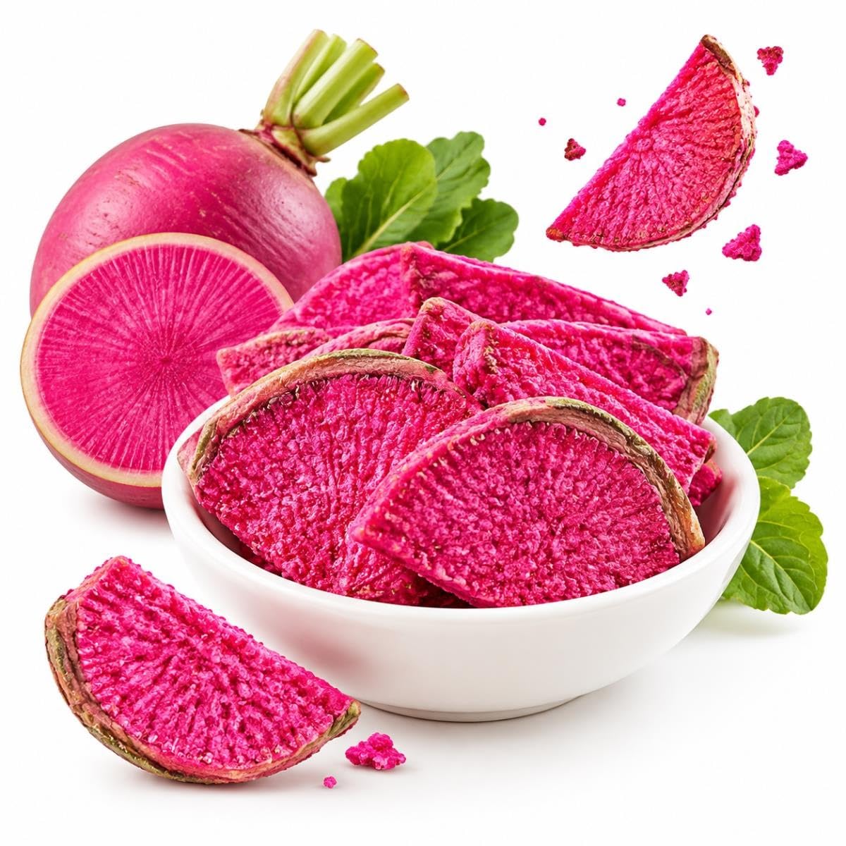 Chips de Rábano Rojo, Rodajas Crujientes de Rábano, Snack Vegetal, 500g