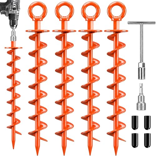 GARDEN Lot de 4 ancrages au sol à visser très résistants FEED