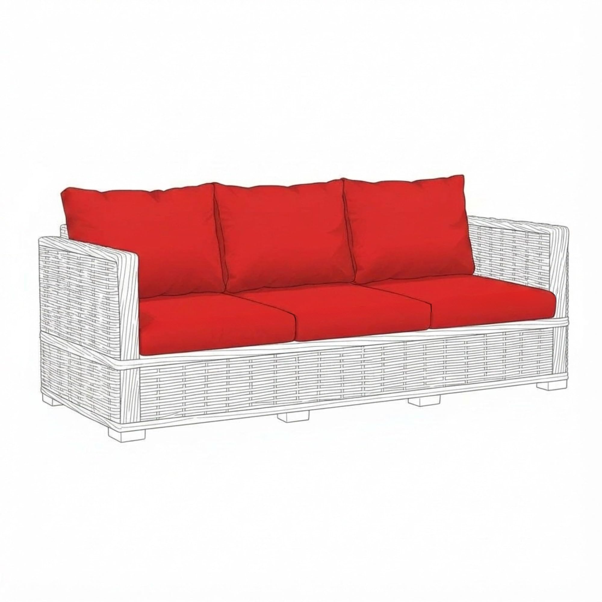Kosiproducts Replacement Rattan Cushion Seat Cushions Garden Patio Furniture [Red, 3 Seats + 3 Cushions] - Furntiure Not Included
