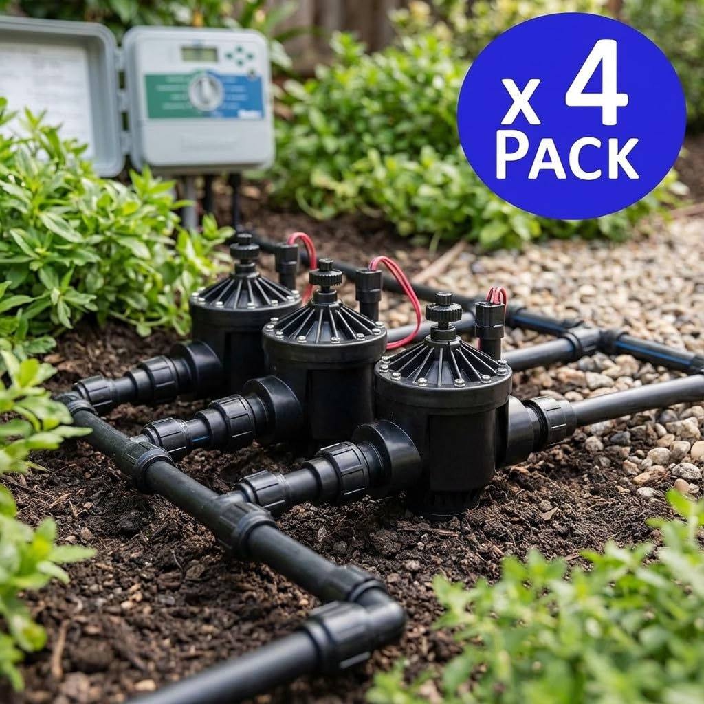 Electrovalvula de Riego 1 1/2" PGV150 Hunter | Pack 4 Electroválvula Jardin 24V con Regulador | Valvula Riego para Programador Electrico