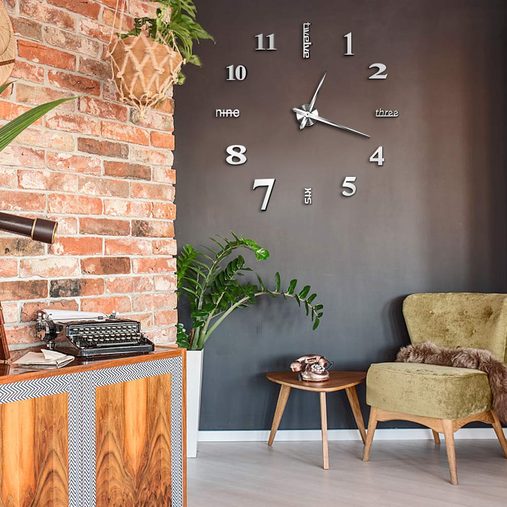 Orologio A Parete Fai-da-Te 60-120cm Orologio Da Parete Effetto 3D Silenzioso Preciso Adesivo Orologio Parete Moderno Decorazione Per Casa Ufficio Hotel Ristorante Facile Da Montare Nero 53796353