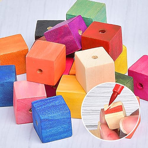 Miniatura 4 de Supkiir Cubos de madera para manualidades, 100 piezas de pequeños agujeros de madera para manualidades, sin terminar, 0.63 a 0.630 in cúbicos