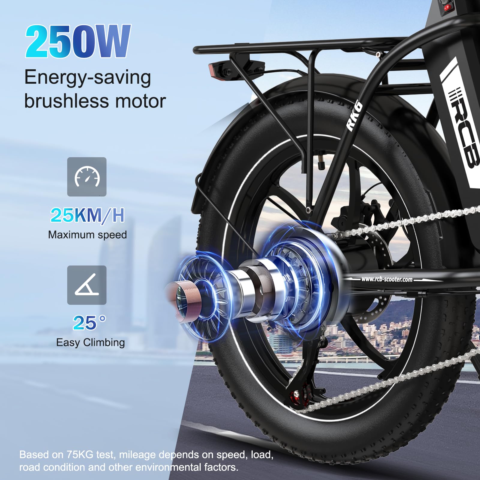 RCB 20“ Fat Tire E Bike, Elektrofahrrad Klapprad, 36V12Ah Lithium-Akku, 7-Gang Off-Road Mountainbike, Reichweite bis zu 80km, Herren und Damen Pendler Ebike