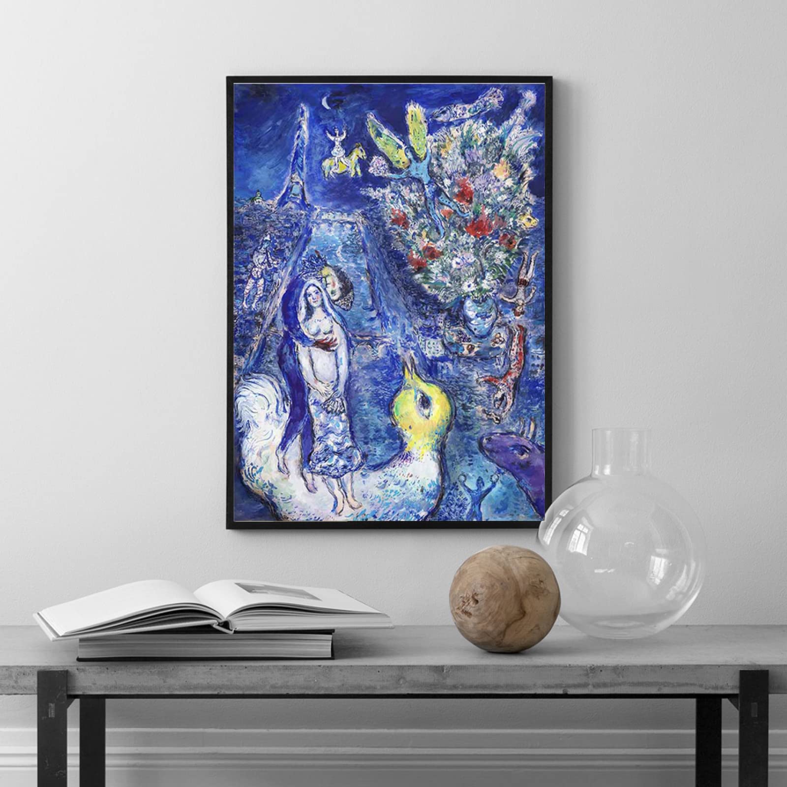 【値下げ交渉可】マルク・シャガール 人物画 複製画 油彩 名画 額装 777 マルク・シャガール 人物画 複製画 油彩 名画 インテリア 額装