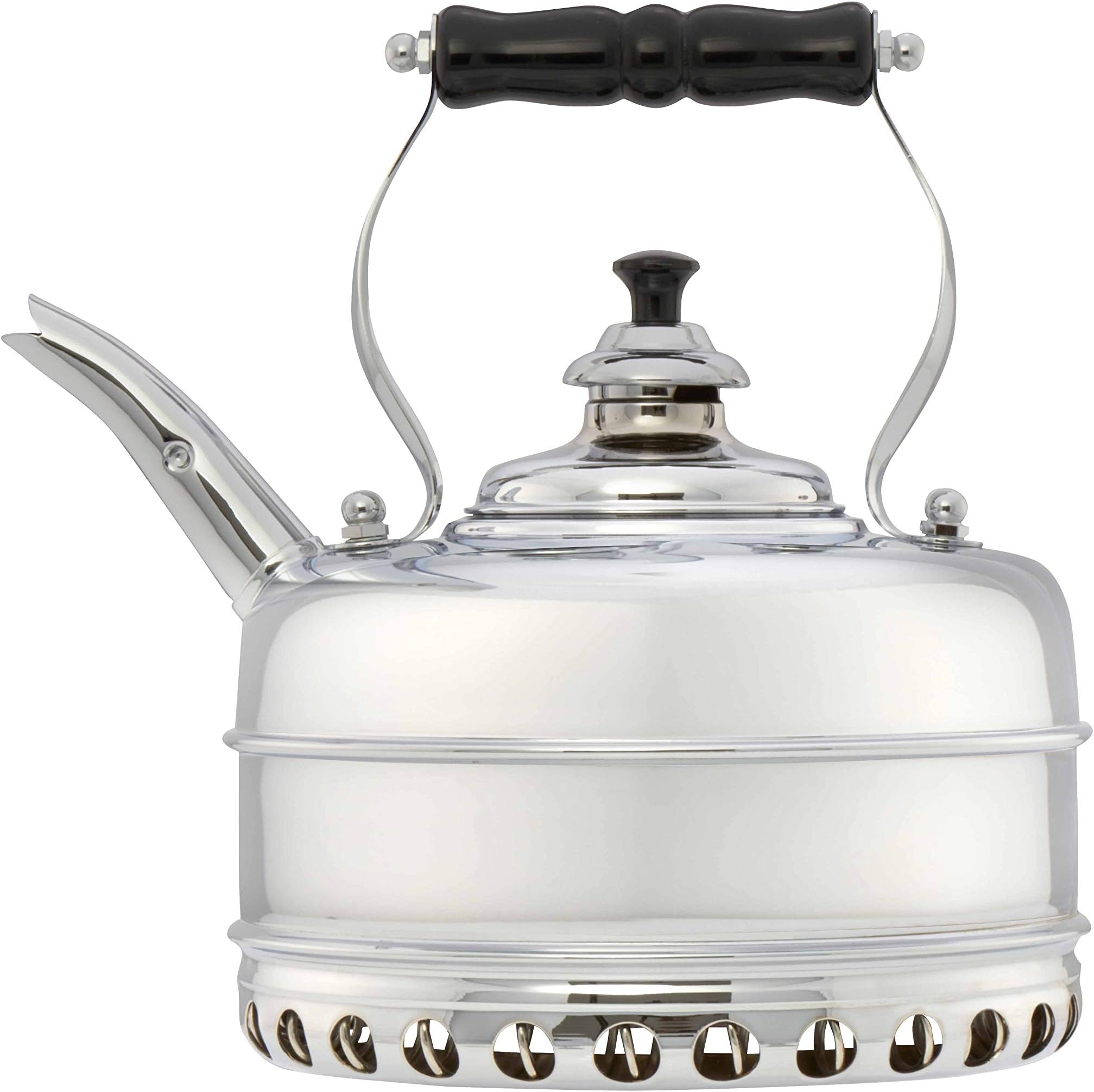 Simplex Tea Kettle Buckingham No 3 Solid Copper Chrome Plated Whistling Tea Kettle For Gas Stoves by Newey & Bloomer