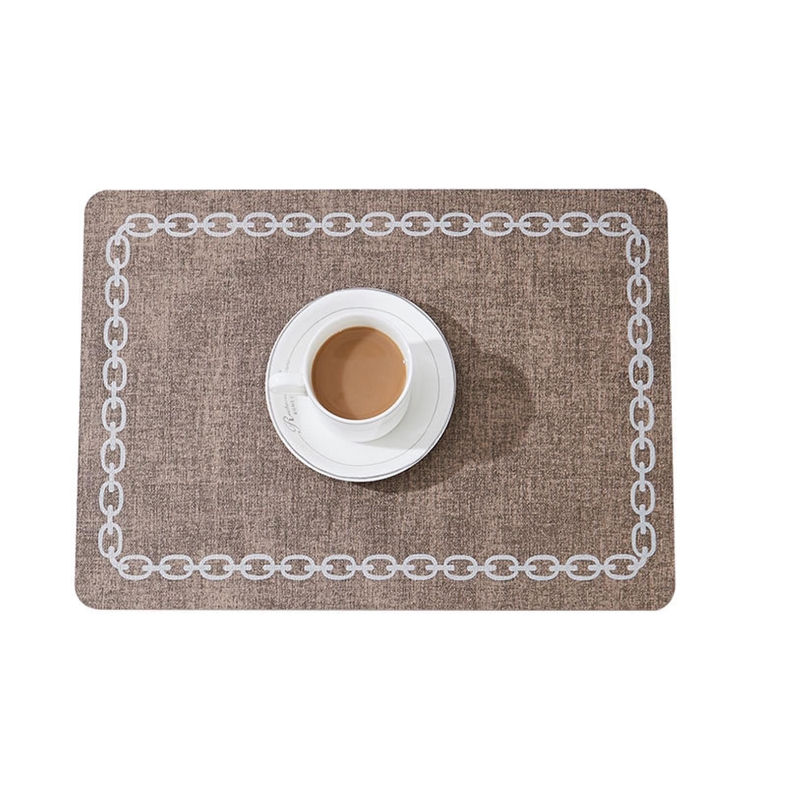 Set de table motif chaîne café 30x43 cm lavable pour table de cuisine, lot de 4