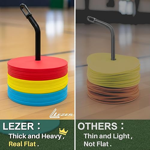 Miniatura 4 de LEZER Conos planos de 6 pulgadas y 8 pulgadas, marcadores de puntos, conos de fútbol, marcadores de cancha de campo, puntos para sentarse, discos