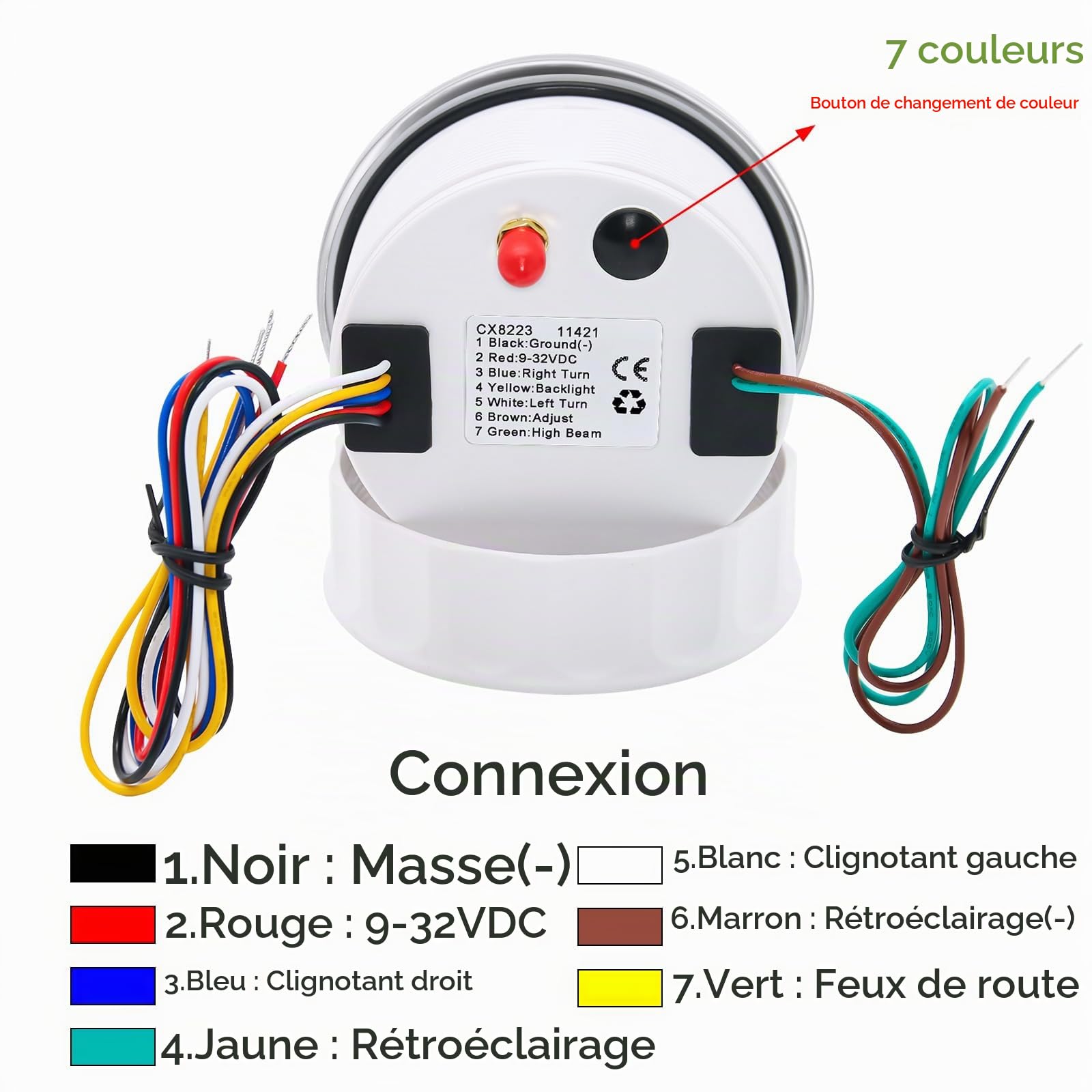 Compteur de vitesse GPS 85 mm 0-200 km/h étanche avec COG voyage kilomètre total pour voiture, camion, moto, 7 couleurs, rétroéclairage 9-32 V
