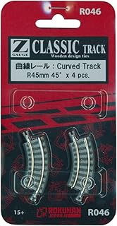 Rokuhan Z Gauge R046 Curved Rail, R45, 45 Degree, 4 Pieces