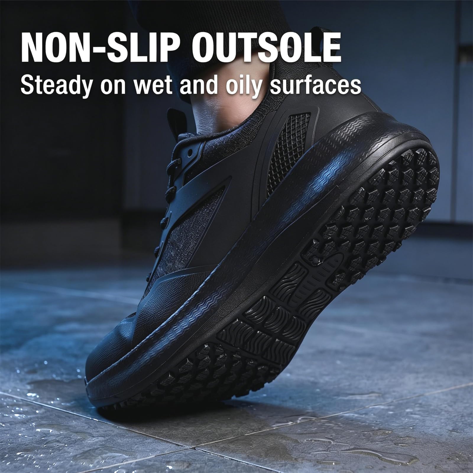Moodeng Chaussures de cuisine antidérapantes pour homme - Légères et imperméables - Résistantes à l'huile - Chaussures de chef pour restaurant