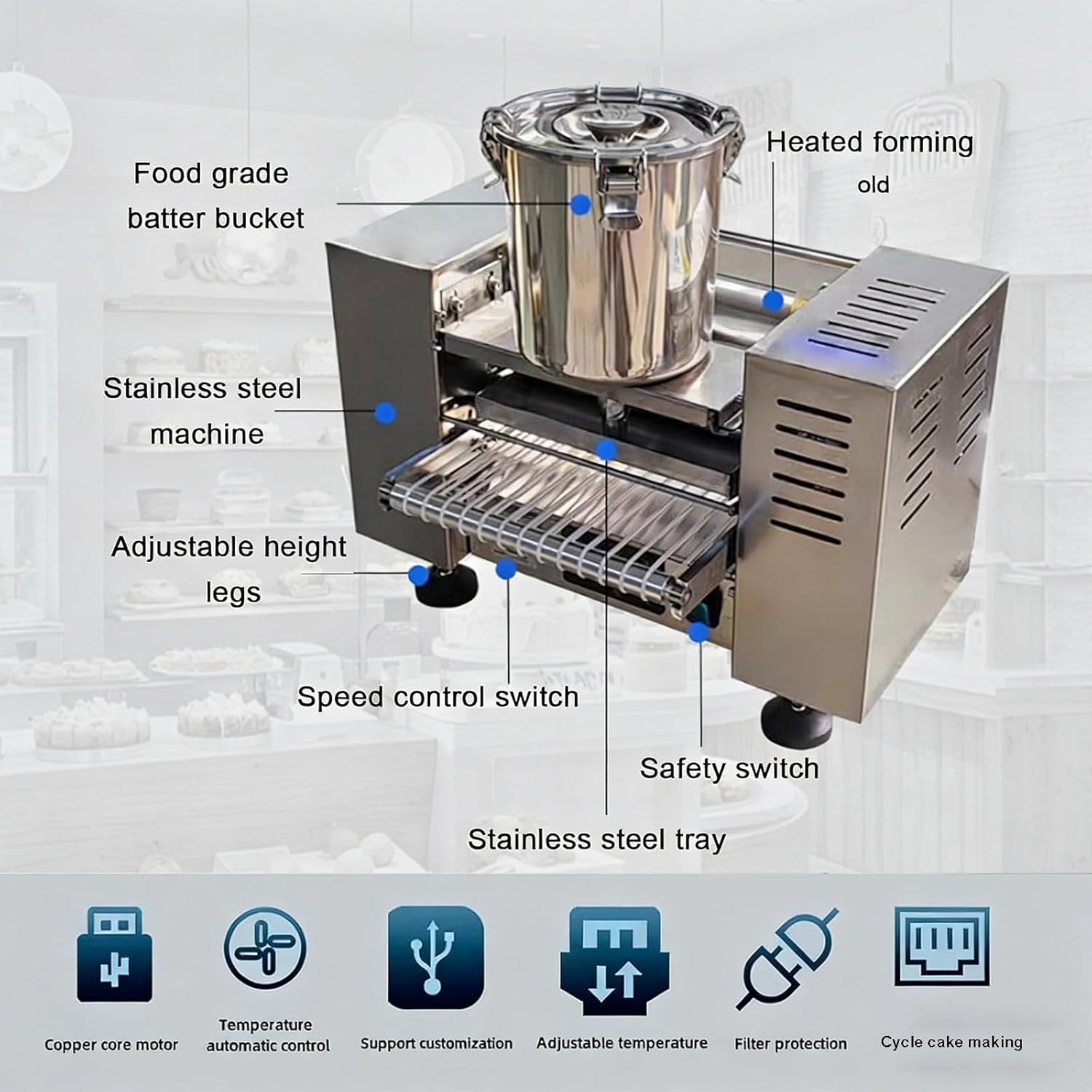 High-Speed Commercial Mille Crepe Cake Maker, Fully Automatic Egg Skin Crepe Machine, 200-300 Crepes/Hour for Pancakes & Egg Roll Wrappers 6in