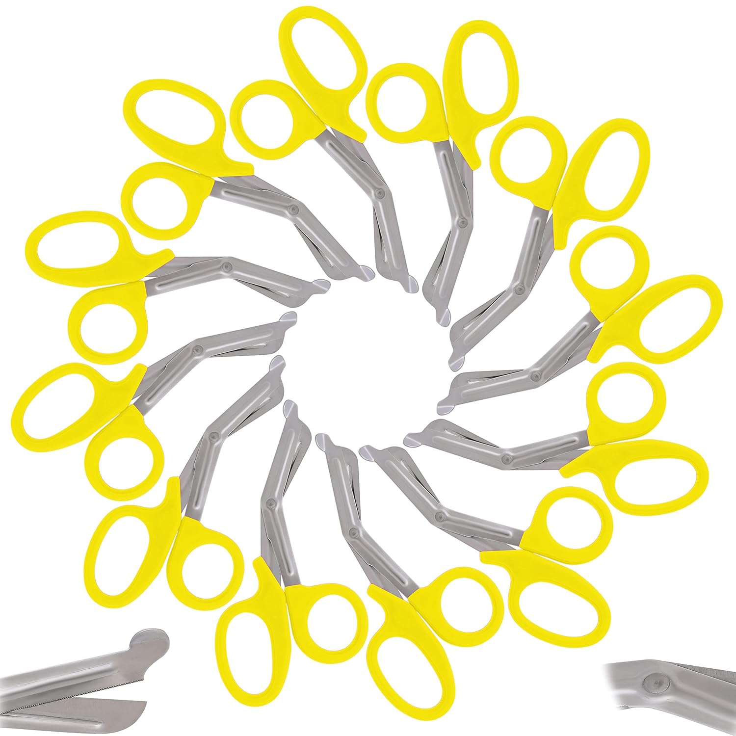 Set of 12 Pieces EMT Shear, Rescue, Trauma, Utility, EMS, Nurses, Shears for Nurse, Nursing Scissors Stainless Steel Blade, Overall Size (7.5", Yellow)