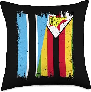 Botswana Zimbabwe Half Flag Botswana Zimbabwean Heritage Throw Pillow