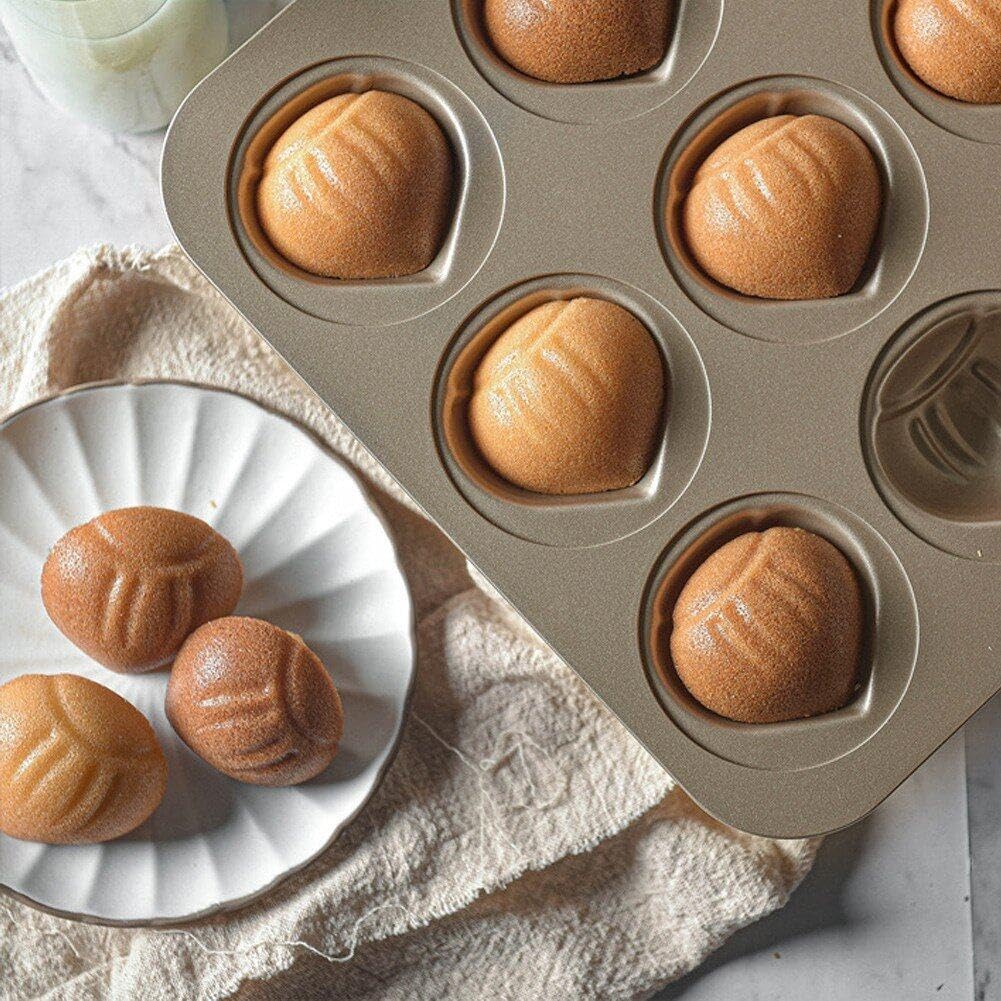 Wudaizhi Pan À Gâteau De Châtaignier 3D Moule De Boulangerie Antiadhésive Madeleine Pan 12 Cavités Madeleine Câle De Châtaignier Pan De Décoration Pan De Desserts